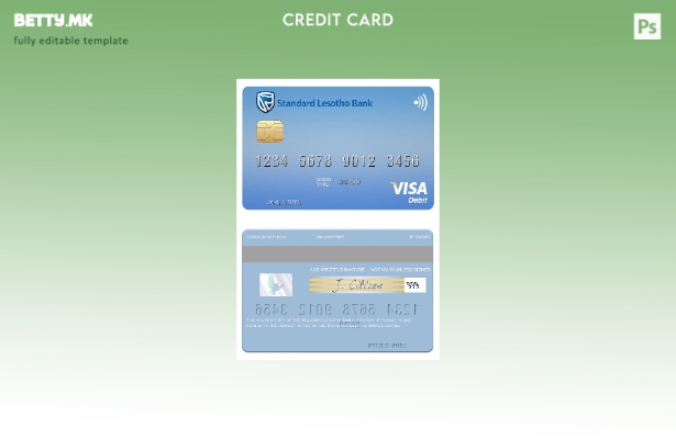 модерен стил Шаблон за виза за дебитна картичка на Банката на Лесото на Лесото